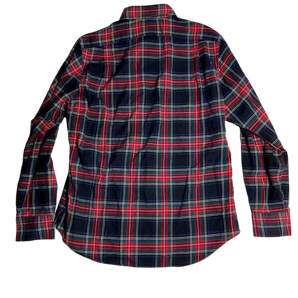Polo Ralph Lauren men's tartan plaid button shirt slim fit cotton red blue Large